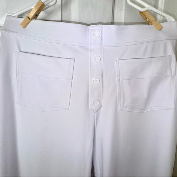 NWOT HALARA High Waisted Button Pockets Straight Leg Pants WHITE XL PETITE - Picture 3 of 4